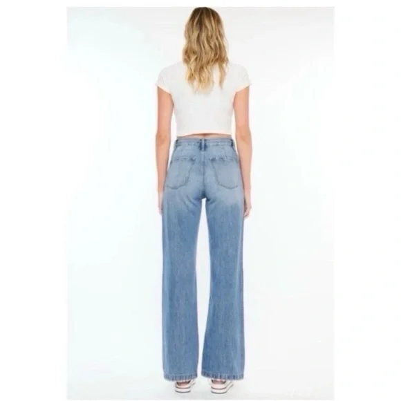 KANCAN 90’s Wide Leg Flare Hi Rise Jeans - Picture 5 of 10